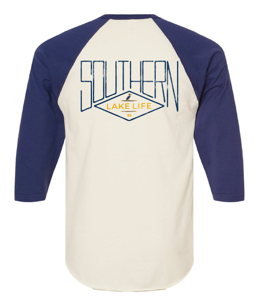 The Southern Lake Life: Diamond Logo - 3/4 Raglan - Navy/White