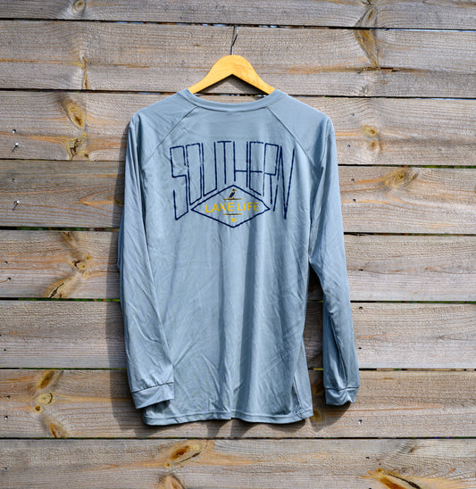 The Southern Lake Life: Diamond Logo Performance Long Sleeve - Gray