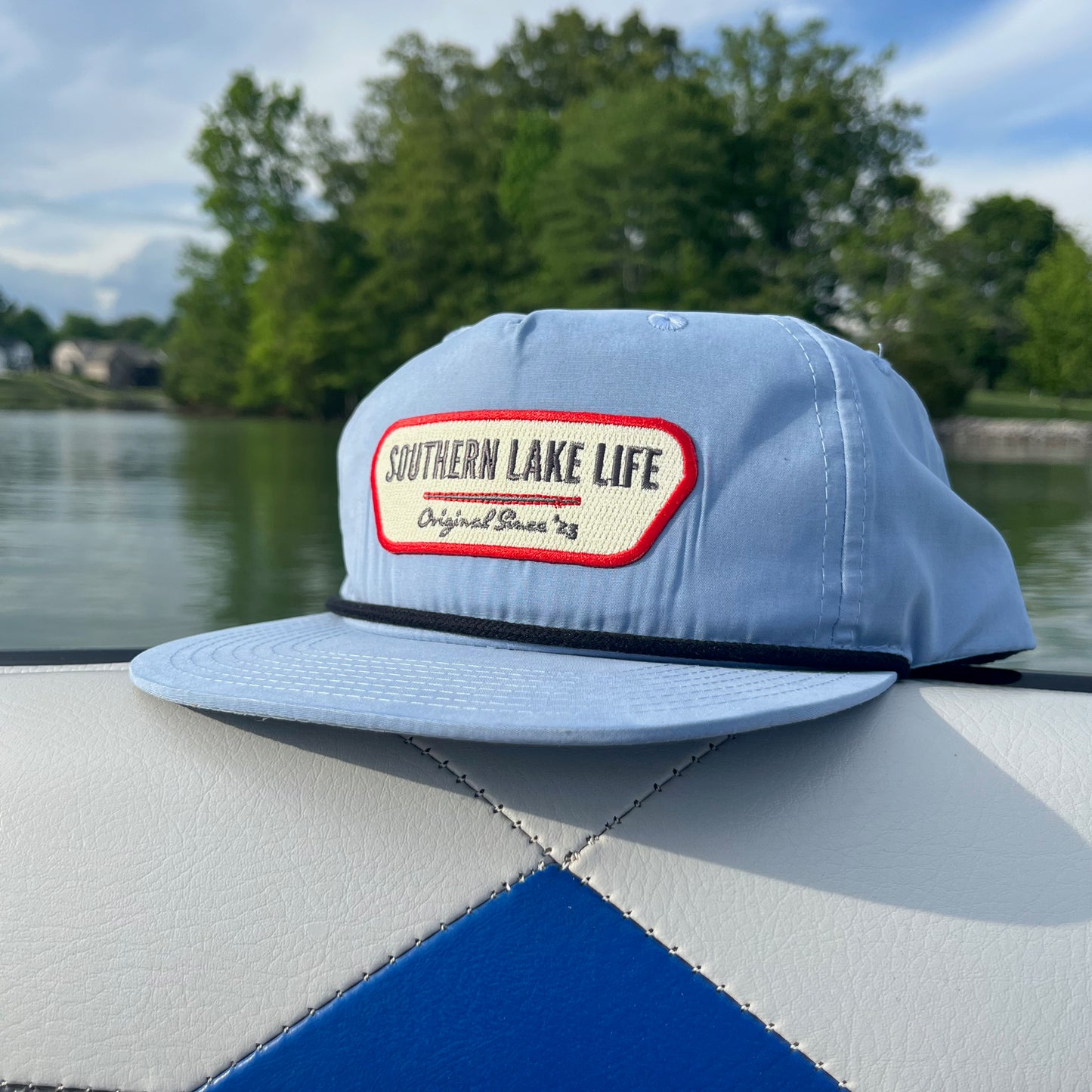 The Southern Lake Life: PATCH SKY BLUE ROPE HAT