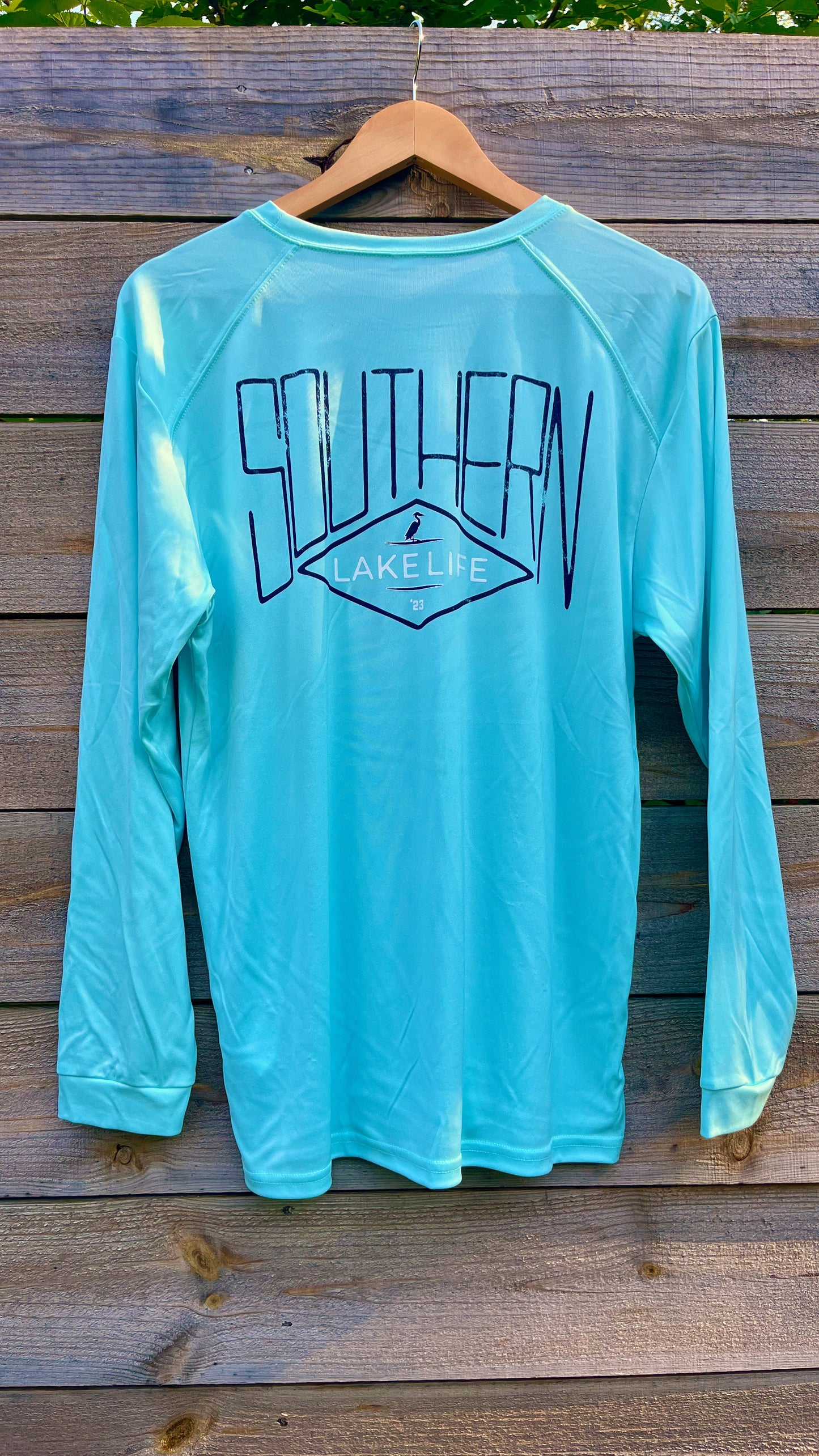 The Southern Lake Life: Diamond Logo Performance Long Sleeve - Aqua Blue