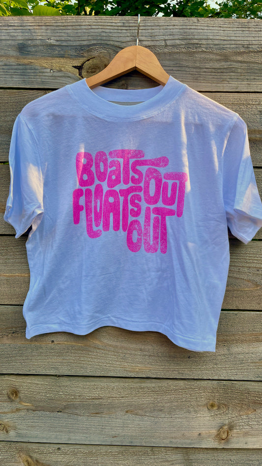 The Southern Lake Life: Boats Out, Floats Out - Ladies Crop Top - White
