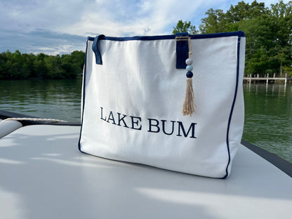 Lake Bum Canvas Embriodered Weekender Tote